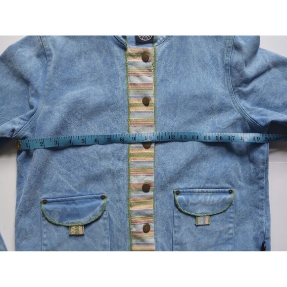 Vintage 90s Produce Company Stone Wash Demin Embroidered Snap Jacket Sz Medium - Picture 5 of 8